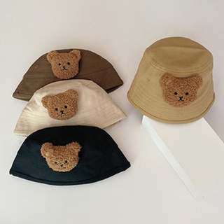 หมวกบักเก็ตกันแดด ลายการ์ตูนหมี เหมาะกับใส่กลางแจ้ง แฟชั่นฤดูใบไม้ผลิ และฤดูร้อน สําหรับเด็กผู้ชาย และเด็กผู้หญิง อายุ 1-3 ปี