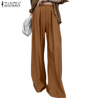Celmia ZANZEA กางเกงขายาว ขากว้าง เอวสูง จับจีบ ลําลอง ทรงหลวม สําหรับผู้หญิง