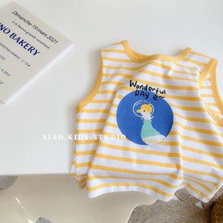 พร้อมส่ง ลดกระหน่ํา ใหม่ เสื้อแขนกุด ผ้าฝ้าย 100% ระบายอากาศ ลายทาง สีมัดย้อม แฟชั่นฤดูร้อน สไตล์เกาหลี ญี่ปุ่น สําหรับเด็กผู้ชาย ผู้หญิง 2023