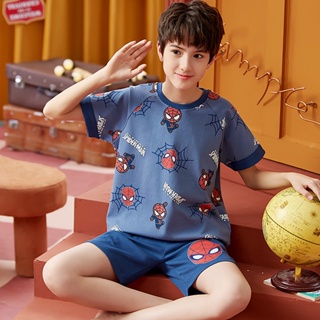 summer cute kids home clothes New Childrens Cotton Cartoon Spiderman Short Sleeve Pajamas