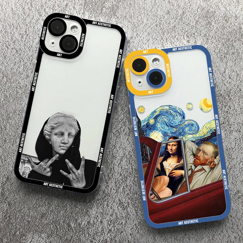 เคสโทรศัพท์มือถือแบบใส-กันกระแทก-ลายรูปปั้นอมยิ้ม-สําหรับ-samsung-galaxy-s23-ultra-s22-s21-plus-s21-s20-fe