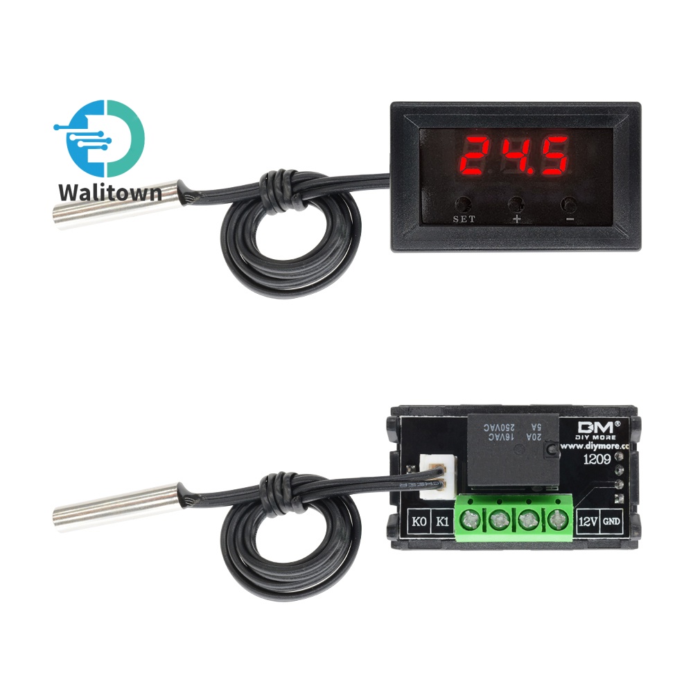 W1209 -50-110 ℃ เทอร์โมสวิทช์เซนเซอร์ ควบคุมอุณหภูมิ 12V ดิจิทัล + เคส ...