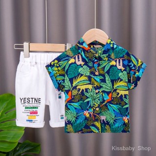 เสื้อคาร์ดิแกนแขนสั้น ลายดอกไม้ สไตล์เกาหลี แฟชั่นฤดูร้อน สําหรับเด็กผู้ชาย 2023
