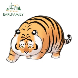 Earlfamily สติกเกอร์ ลายการ์ตูนเสือน่ารัก 13 ซม. ป้องกันรอยขีดข่วน สําหรับติดตกแต่งประตูรถยนต์ แล็ปท็อป