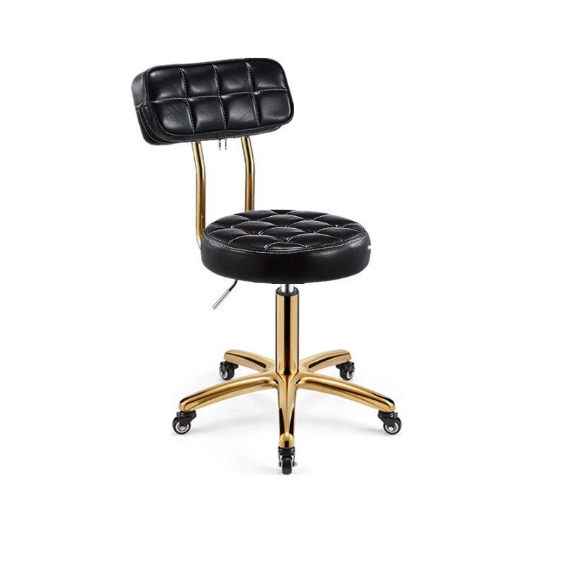 salon-chair-เก้าอี้สตูลกลม-มีพนักพิง-ปรับขึ้นลงได้-ช่างทำเล็บ-ล้อเลื่อนหมุนได้-แข็งแรงทนทาน