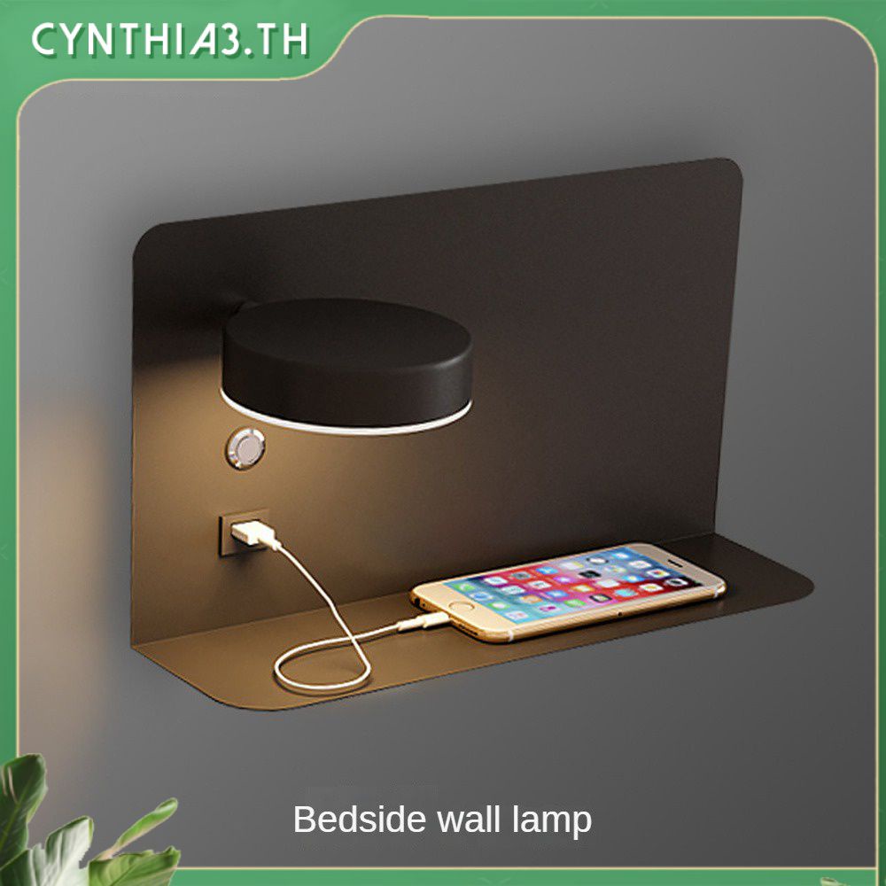 ไฟติดผนัง-led-พร้อมสวิตช์และอินเตอร์เฟส-usb-แฟชั่นสีขาวสีดำโคมไฟทางเดินโคมไฟทางเดินศิลปะโคมไฟโคมไฟติดผนังห้องนอนซินเทีย