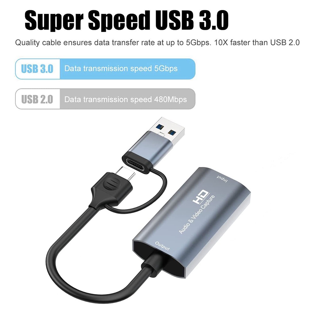 อะแดปเตอร์การ์ดจับภาพวิดีโอ-usb3-0-hdmi-เป็น-usb-c-การ์ดจับภาพเสียง-type-c-สําหรับเครื่องบันทึกวิดีโอสตรีมมิ่ง-เล่นเกม