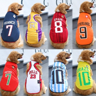 เสื้อกั๊ก ผ้าตาข่าย ขนาดใหญ่ กลาง และเล็ก สีทอง สําหรับสัตว์เลี้ยง สุนัข แมว บาสเก็ตบอล ธีมกีฬา