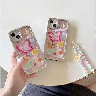 เคสโทรศัพท์มือถือ ลายผีเสื้อ พร้อมสายคล้องมือ สําหรับ iPhone 11 12 12Pro 12promax 13 13Pro 13promax 14 14Pro 14promax 13