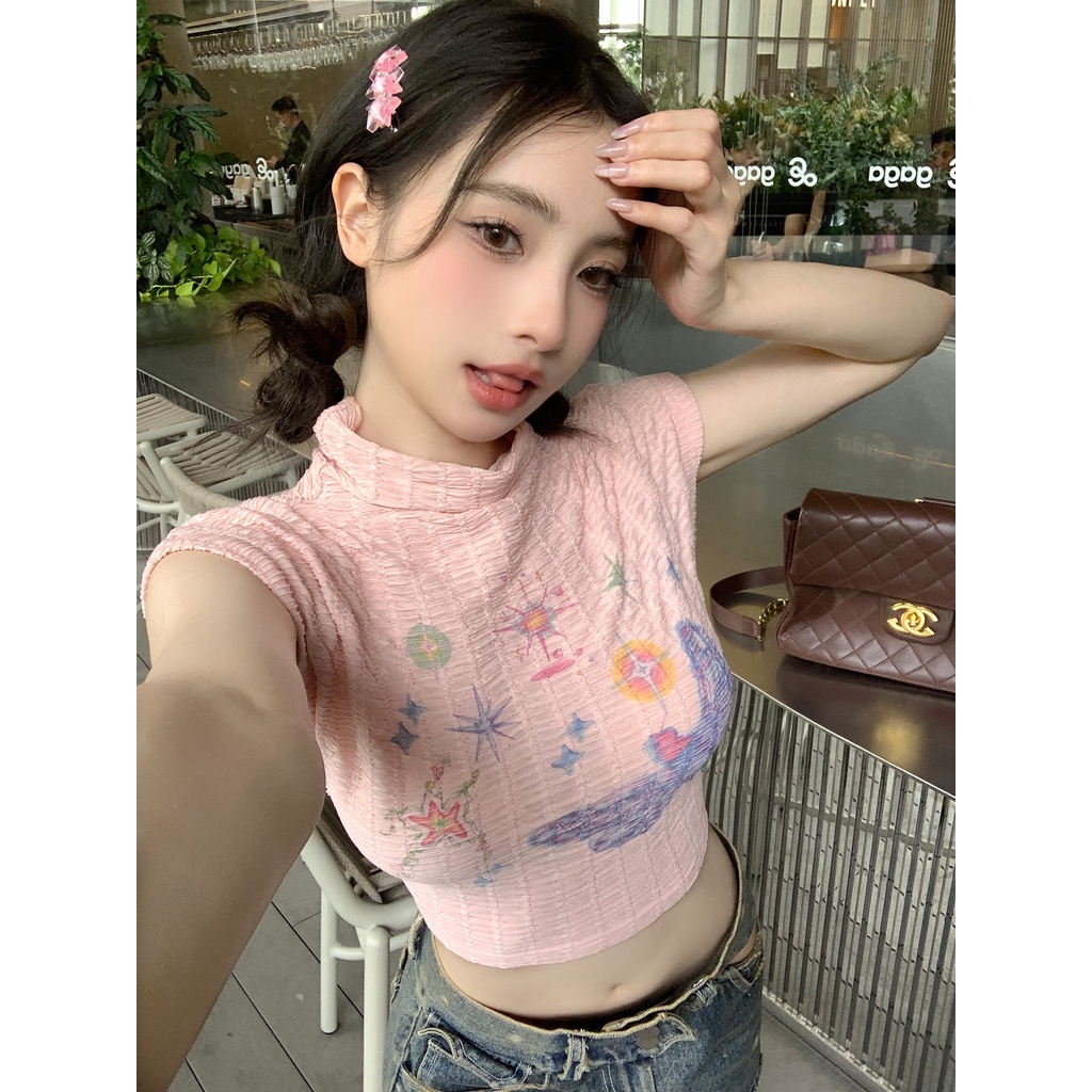 เสื้อท็อปแขนกุด-สีชมพู-แฟชั่นฤดูร้อน-สําหรับผู้หญิง-29pm