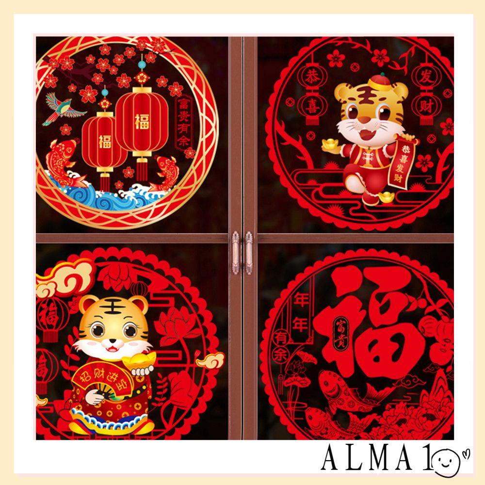 alma-สติกเกอร์-ลายการ์ตูนเทศกาลปีใหม่จีน-สําหรับตกแต่งบ้าน