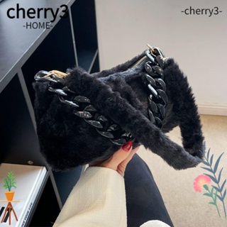 Cherry3 กระเป๋าสะพายไหล่ กระเป๋าถือ ผ้ากํามะหยี่ขนนิ่ม ความจุขนาดใหญ่ สีพื้น สําหรับผู้หญิง