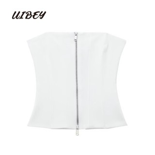 Uibey เสื้อสายเดี่ยว คอทึบ บราเซียร์ Peplum 8818