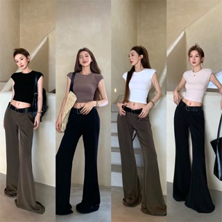 Dunea ชุดเสื้อแขนสั้น และกางเกงขาบาน สไตล์วินเทจ อเมริกัน สําหรับผู้หญิง