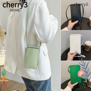 Cherry3 กระเป๋าสะพายไหล่ กระเป๋าถือ หนัง PU สีพื้น สําหรับสตรี