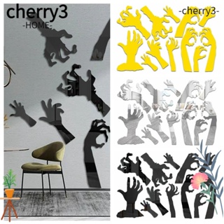 Cherry3 สติกเกอร์อะคริลิค ลายผีฮาโลวีน กันน้ํา สีเงิน สีทอง สีดํา ลอกออกได้ 12 ชิ้น