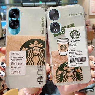 [พร้อมส่ง] ใหม่ เคสโทรศัพท์มือถือ ซิลิโคนนิ่ม ใส ลาย Starbucks น่ารัก สร้างสรรค์ สําหรับ Honor90 Honor 70 90 Lite 5G 2023 Honor 90 Lite