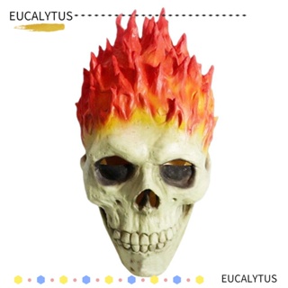 Eutus หน้ากากยาง รูปหัวกะโหลกผี เปลวไฟ สําหรับปาร์ตี้ฮาโลวีน
