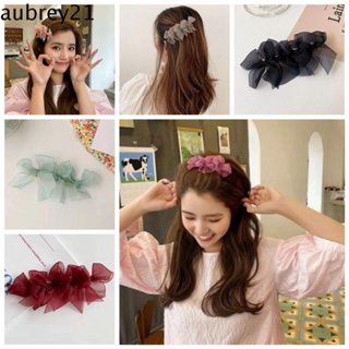 AUBREY1 Simple Bow Duckbill Clip Temperament Hair Accessories Korean Style Barrettes Cute Headwear Solid Color Mesh Sweet Headdress Women Hair Clip/Multicolor