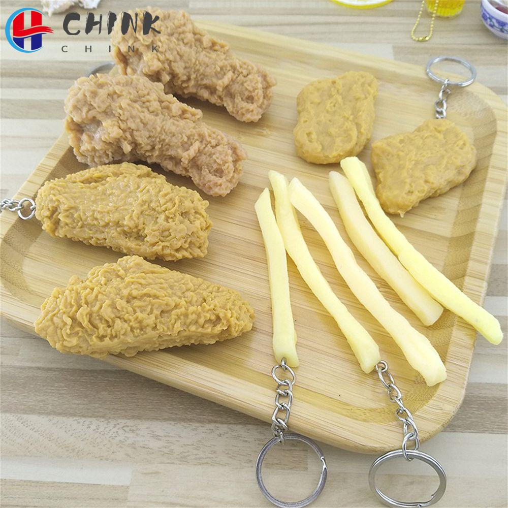 chink-พวงกุญแจ-จี้อาหารจําลอง-รูปไก่ทอด-ของเล่นสําหรับเด็ก