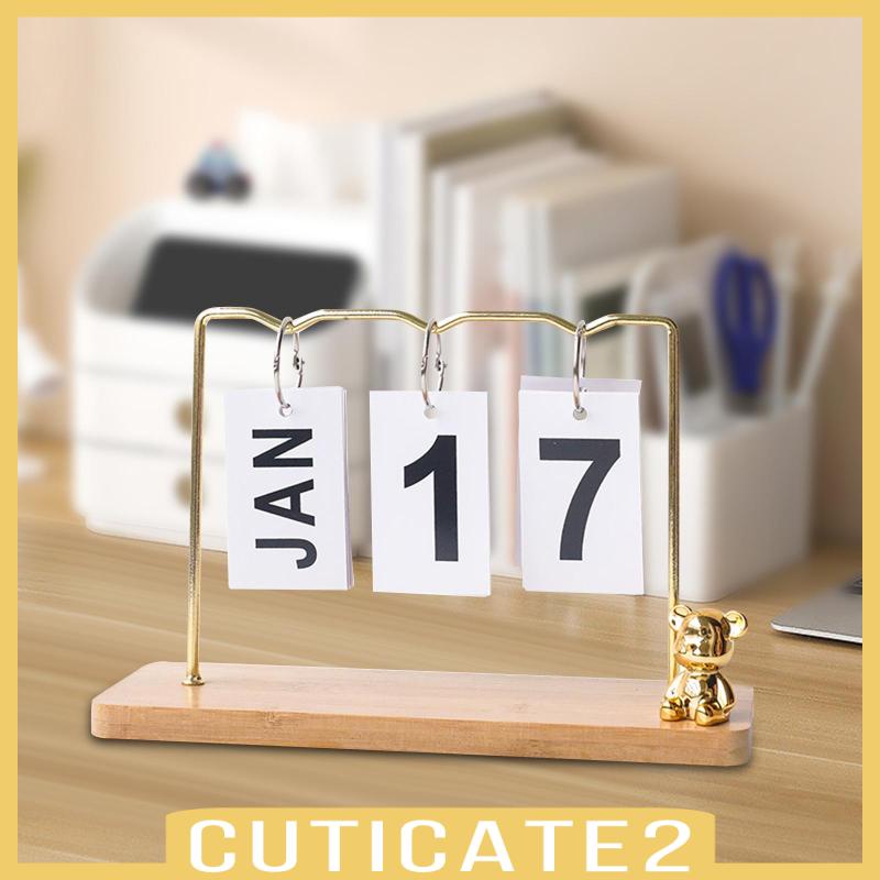 cuticate2-ปฏิทินตั้งโต๊ะ-ฐานไม้-รูปหมี-สําหรับตกแต่งบ้าน-ห้องนอน-ห้องครัว