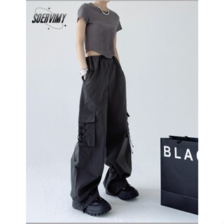 SOERVIMY กางเกงขายาว กางเกงเอวสูง สไตล์เกาหลี แฟชั่น 2023 NEW  Trendy High quality Unique Korean Style A93L7ND 36Z230909