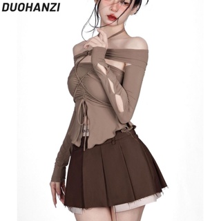 Duohanzi เสื้อยืดแขนยาว เซ็กซี่ แฟชั่นฤดูใบไม้ผลิ สําหรับผู้หญิง