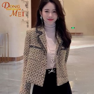 เสื้อแจ็กเก็ต ตัวสั้น สไตล์เกาหลี ยุโรป แฟชั่นฤดูใบไม้ผลิ สําหรับผู้หญิง 2023