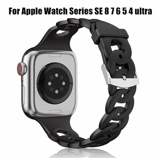 สายนาฬิกาข้อมือ ยางซิลิโคน สําหรับสมาร์ทวอทช์ A-pple Watch Series 1 2 3 4 5 6 7 8 SE Ultra 38 มม. 40 มม. 41 มม. 42 มม. 44 มม. 45 มม. 49 มม.
