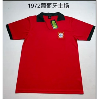 1972 เสื้อยืดโปโลแขนสั้น พิมพ์ลายทีมชาติโปรตุเกส คลาสสิก