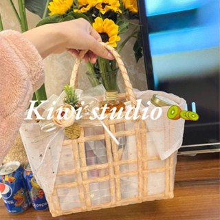 Kiwistudio INS กระเป๋าถือปิกนิก แบบโปร่งแสง ขนาดเล็ก สไตล์ญี่ปุ่น และเกาหลี สําหรับผู้หญิง 1HCYK170