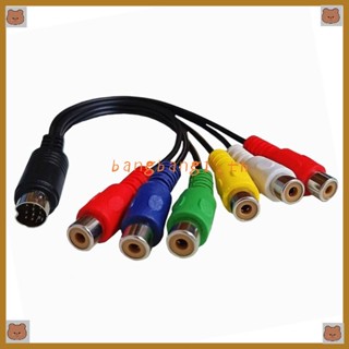 Bang อะแดปเตอร์สายเคเบิ้ล 10Pin S-video เป็น 6RCA Rgb TV HDTV 30 ซม. 1 ฟุต