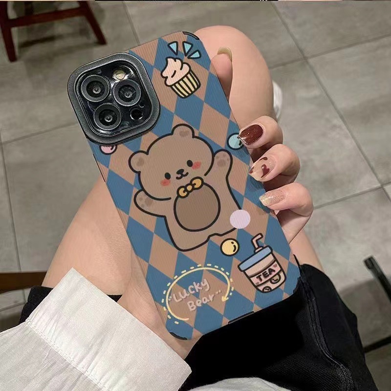 เคสโทรศัพท์มือถือหนังแกะ-แบบนิ่ม-ลายหมี-สําหรับ-iphone-11pro-max-14-promax-11-12-13-6-7-8plus-x-max-15promax