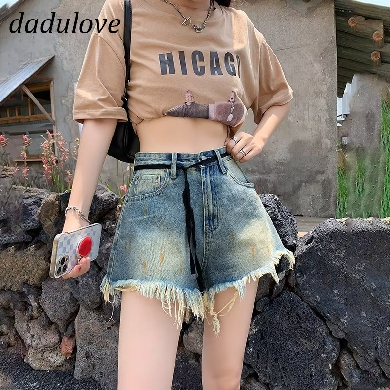 dadulove-new-american-style-retro-denim-shorts-womens-high-waist-a-line-wide-leg-pants-raw-edge-niche-hot-pants