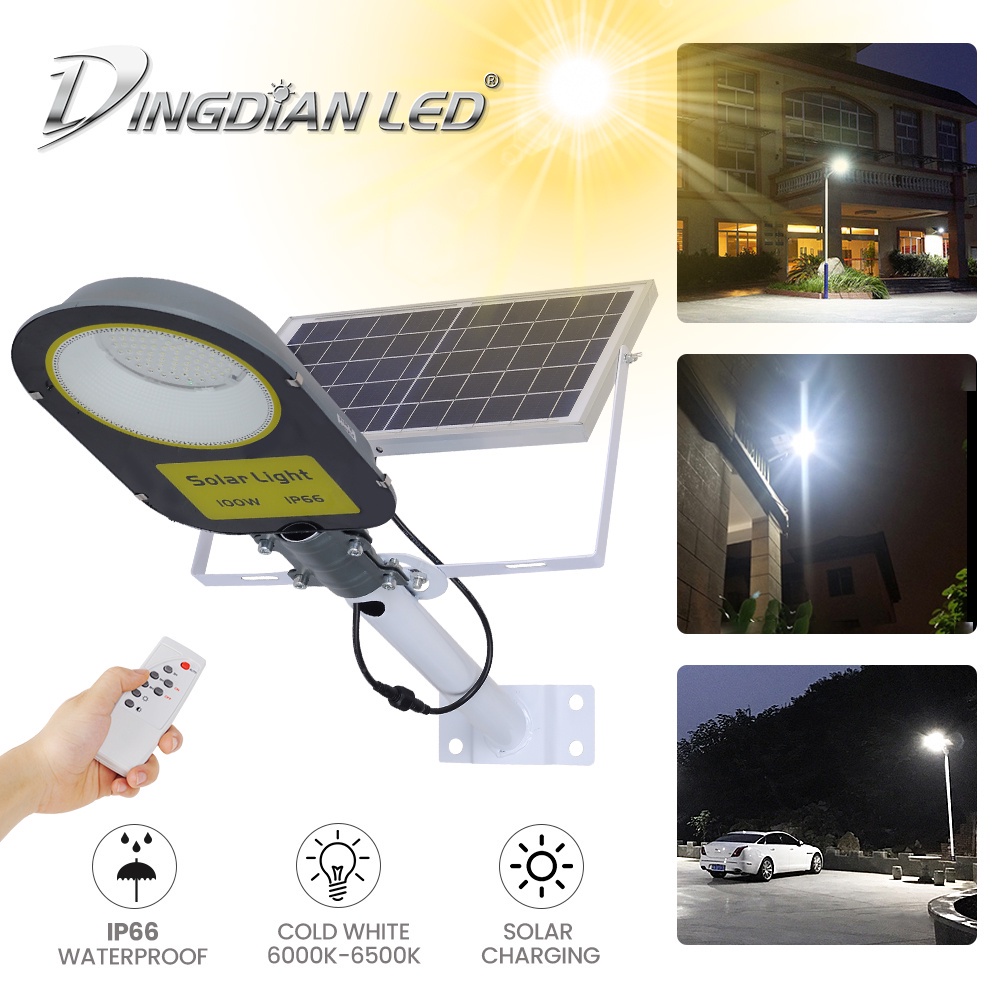 ไฟ-led-ไฟโซลาร์เซลล์ประสิทธิภาพสูง-100w-พลังงานแสงอาทิตย์กลางแจ้งพร้อมแสง-รีโมทคอนโทรล-ip66-กันน้ำ-led-street-lampu