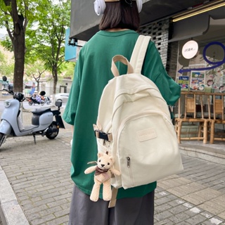 กระเป๋านักเรียน กระเป๋าสะพายไหล่ ขนาดใหญ่ จุของได้เยอะ แบบเรียบง่าย สไตล์เกาหลี และญี่ปุ่น สําหรับผู้หญิง