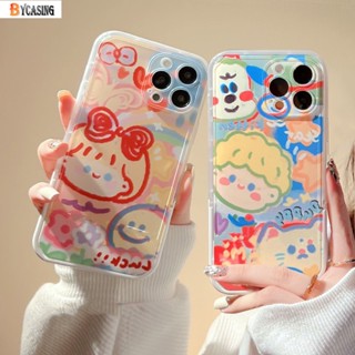 เคสโทรศัพท์มือถือแบบนิ่ม ใส ลายเด็กผู้หญิง ผู้ชาย Doodle สีพาสเทล สําหรับ OPPO A57 A17 A17K A77S A15 A16 A16K A54 A53 A12 A5S A7 A3S A31 A52 A83 A92 A37 F1S F9 F7 A1K Reno 8T 5F