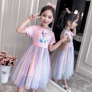 ชุดเจ้าหญิงน้ำแข็งสำหรับสาว ๆ Aisha Dress ฤดูร้อนผ้าไหมน้ำแข็งผ้าฝ้ายชุดเด็กใหม่  ชุดเด็กผู้หญิง