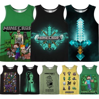 เสื้อยืดลําลอง แขนสั้น พิมพ์ลาย Minecraft Game 3D สําหรับเด็กผู้ชาย ผู้หญิง อายุ 3-13 ปี เหมาะกับงานปาร์ตี้วันเกิด