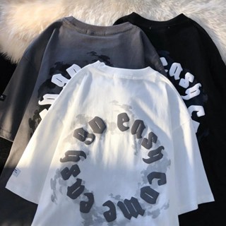 【Plus Size】เสื้อยืดคอกลม แขนสั้น พิมพ์ลาย สไตล์สตรีทอเมริกัน พลัสไซซ์ (ใส่ได้ 150 กก.)