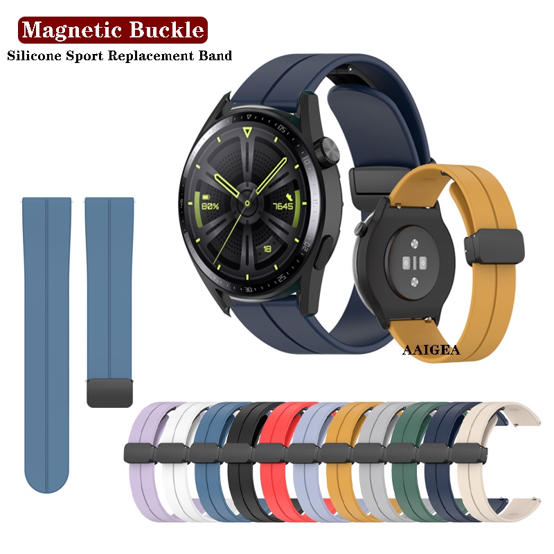 สายนาฬิกาข้อมือซิลิโคน-หัวเข็มขัดแม่เหล็ก-แบบพับได้-สําหรับ-huawei-watch-gt4-gt3-pro-gt2-42-มม-46-มม-gt-2-2e-3-se-4-buds