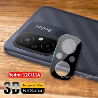 3 in 1 ฟิล์มกระจกนิรภัยกันรอยเลนส์กล้อง HD 3D สีดํา สําหรับ Redmi 12C Redmi12C 11A 4G 2023 Xiaomi Poco C55