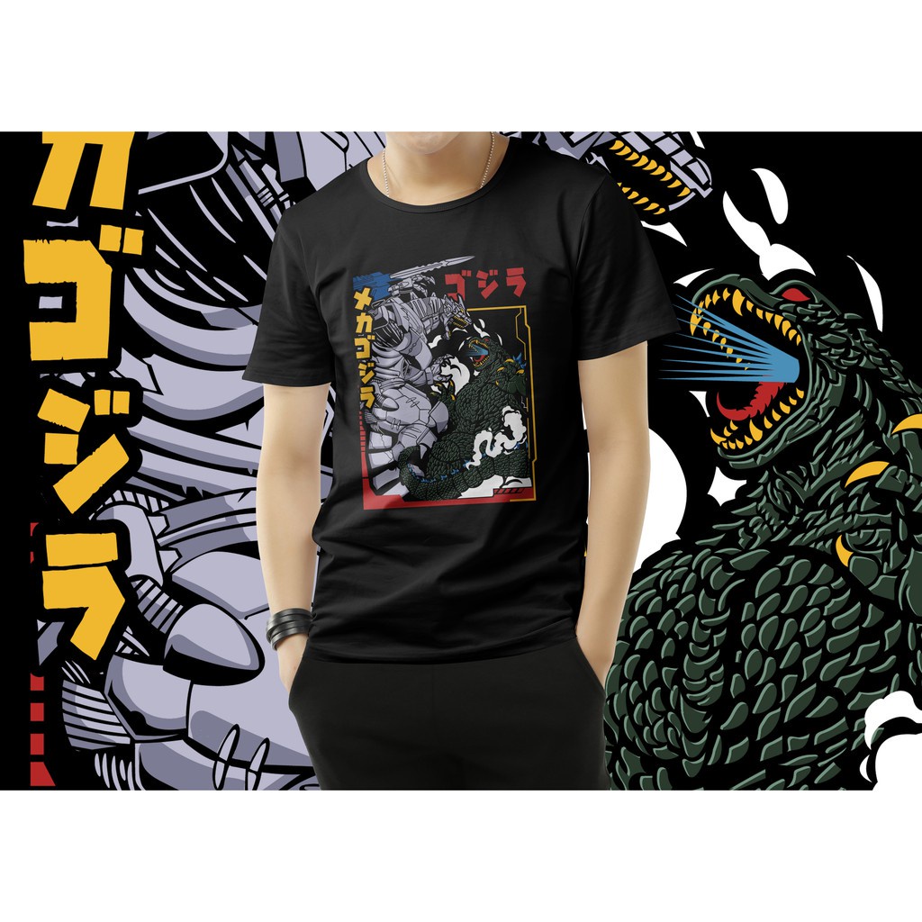 เสื้อยืด-godzilla-vs-mecha-godzilla-สีดำ-ขาว