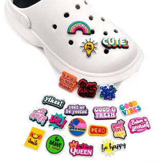 จี้การ์ตูน Jibitz Crocs Rainbow Jibits สีรุ้ง สร้างแรงบันดาลใจ สําหรับรองเท้าผู้หญิง