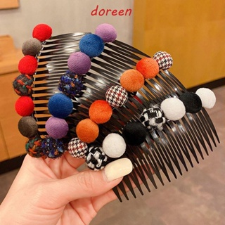 Doreen ผู้หญิง หวีผม ที่สง่างาม ที่คาดผม ตุ๊กตาบอล สําหรับเด็กผู้หญิง กิ๊บติดผม หางม้า ที่ใส่ ตรวจสอบกิ๊บติดผม