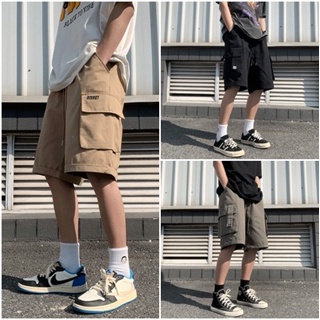 กางเกงขาสั้น ขาห้าส่วนลําลอง ทรงหลวม ขนาดใหญ่ สีกากี แฟชั่นฤดูร้อน สไตล์เกาหลี สําหรับผู้ชาย
