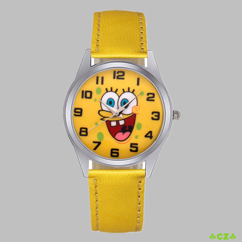 aliexpress-ebay-นาฬิกาข้อมือควอตซ์-ลายการ์ตูน-spongebob-squarepants-สําหรับผู้ชายและผู้หญิง