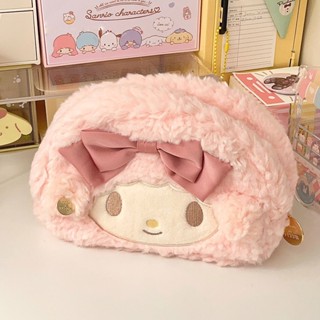 SANRIO กระเป๋าดินสอ กระเป๋าเครื่องสําอาง ขนาดใหญ่ จุของได้เยอะ แบบพกพา ลายตุ๊กตาซานริโอ้ สีชมพู