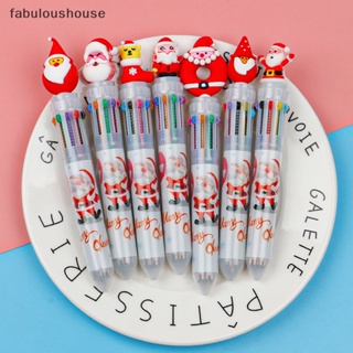 [fabuloushouse] ใหม่ พร้อมส่ง ปากกาลูกลื่น แบบกด ลายการ์ตูนซานตาคลอส 6 สี สุ่มสี