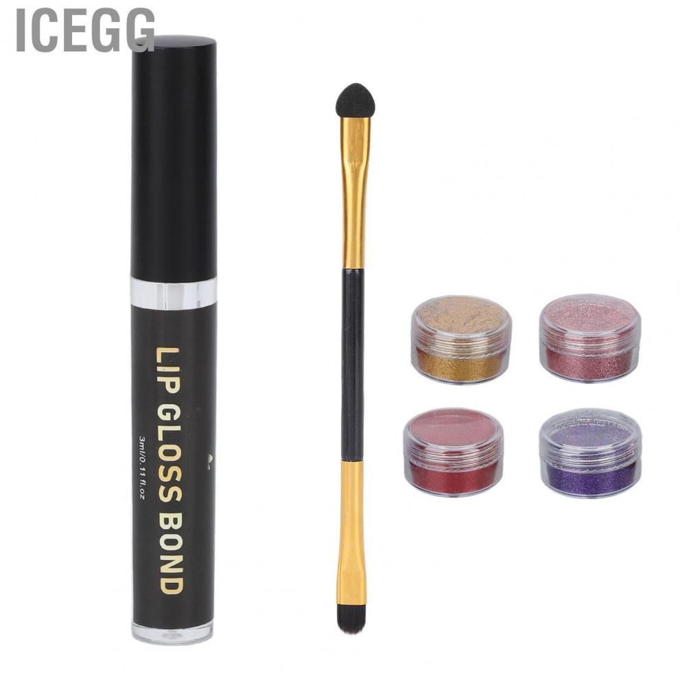 Icegg Glitter Lip Kit Long Lasting Lip Glitter Kit 4 Colors with 3ml